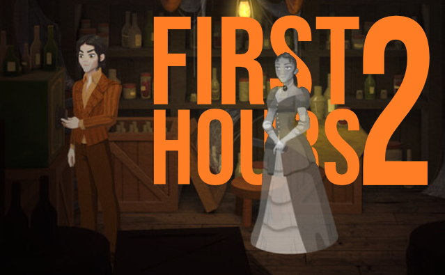 A vintage wine bottle with vampire fangs on its label against a dark Victorian manor backdrop